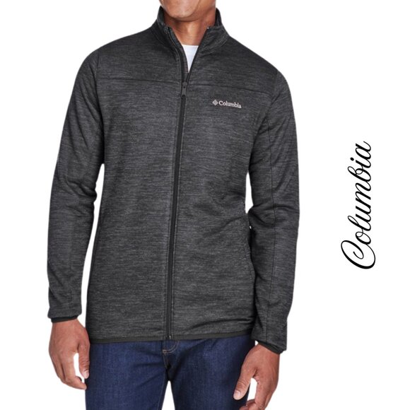 NWT Columbia Men's Birch Woods Full Zip Fleece Jacket In Black (Charcoal) Size M - Picture 1 of 10